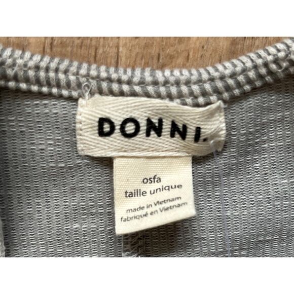 NWT DONNI. Gray Stripe Soft Ribbed Cardigan Sweater Pullover Women's One Size - Picture 4 of 11